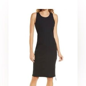 Zella Live In Cutout Rib Tank Dress, Black, Size Large